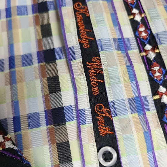 Robert Graham Mens L/S Embroidered Plaid Western Style Shirt Size X-Large‎ - Picture 8 of 12